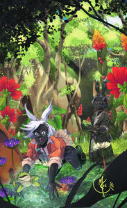 An illustration of my FFXIV and erenville catching frogs
