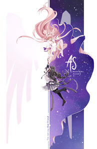 An illustration with Madoka and Homura done as a print for conventions