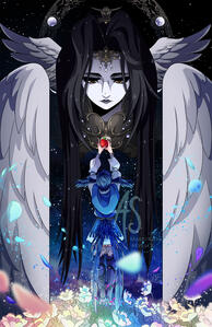 A collab with Armatages for a convention print featuring the Endsinger and Meteion from FFXIV.