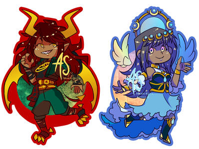 A pair of original designs for foil stickers