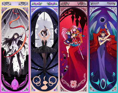 The artwork for another set of magical girl themed bookmarks.