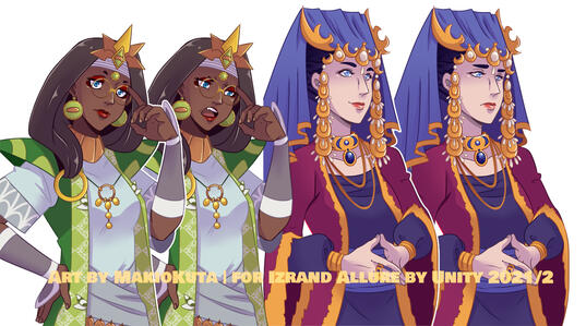 A series of character art from Izrand Allure
